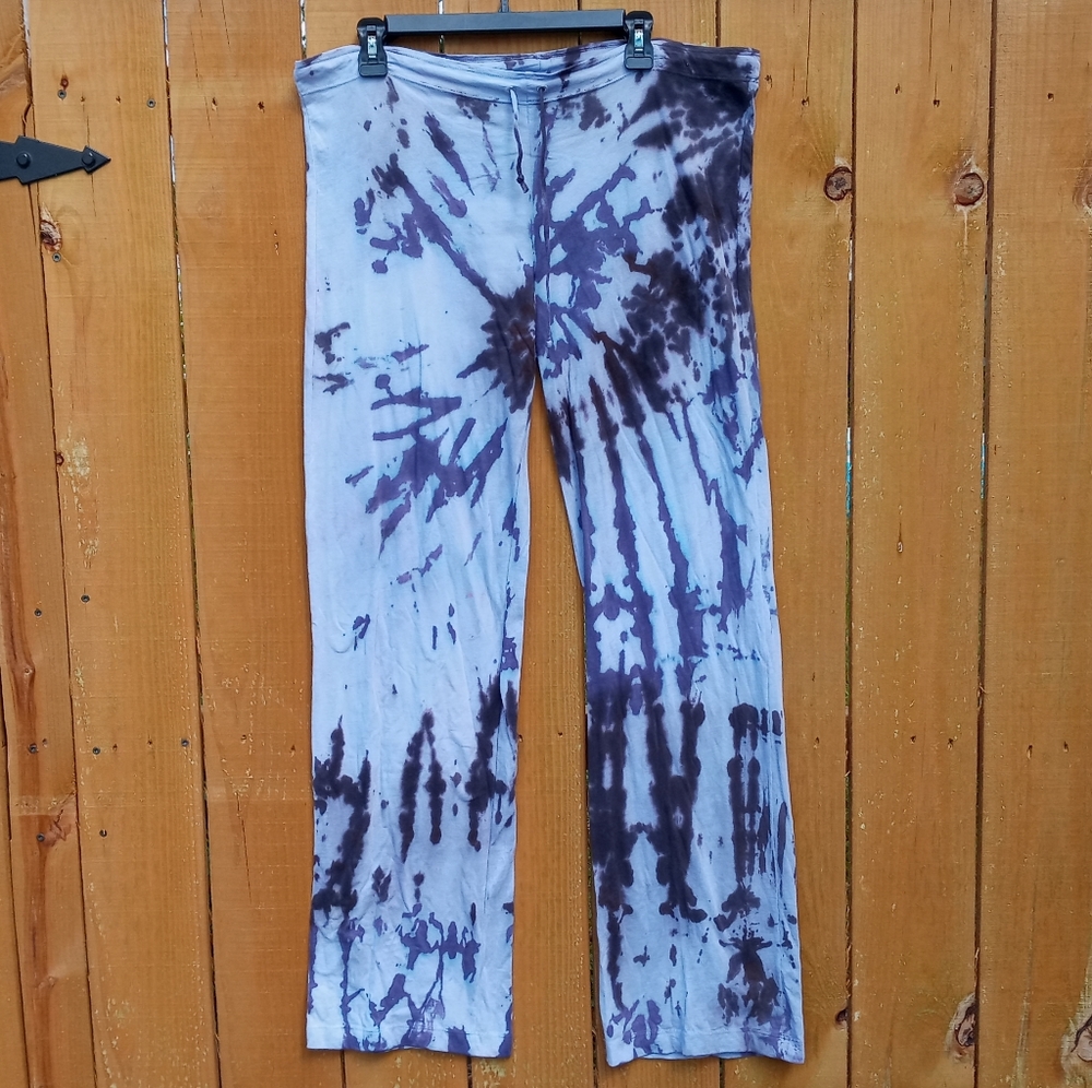 Tie Dye Pants purple Lightweight Joggers 100% Cotton Drawstring Waist 33 in nwt